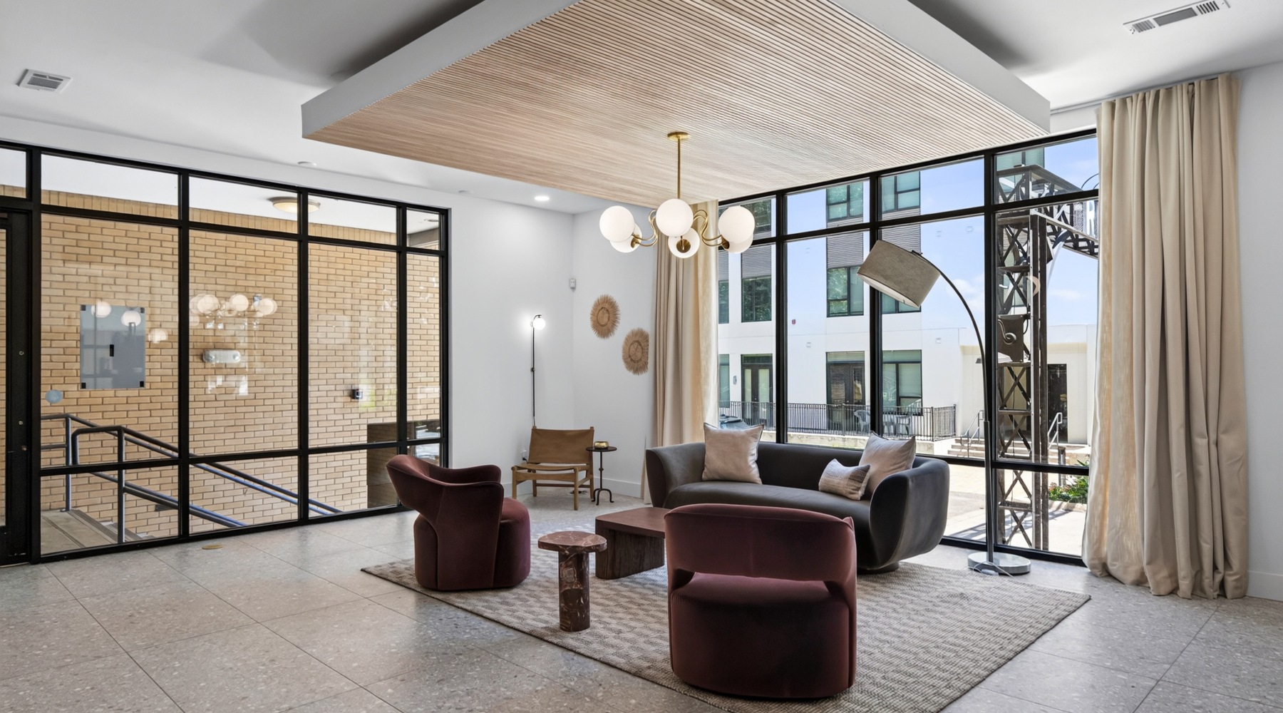 a modern, cozy lounge